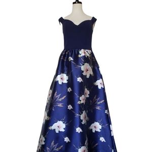 Windsor Classic Navy Blue off shoulder Sweetheart Neckline Maxi Dress SZ S/M